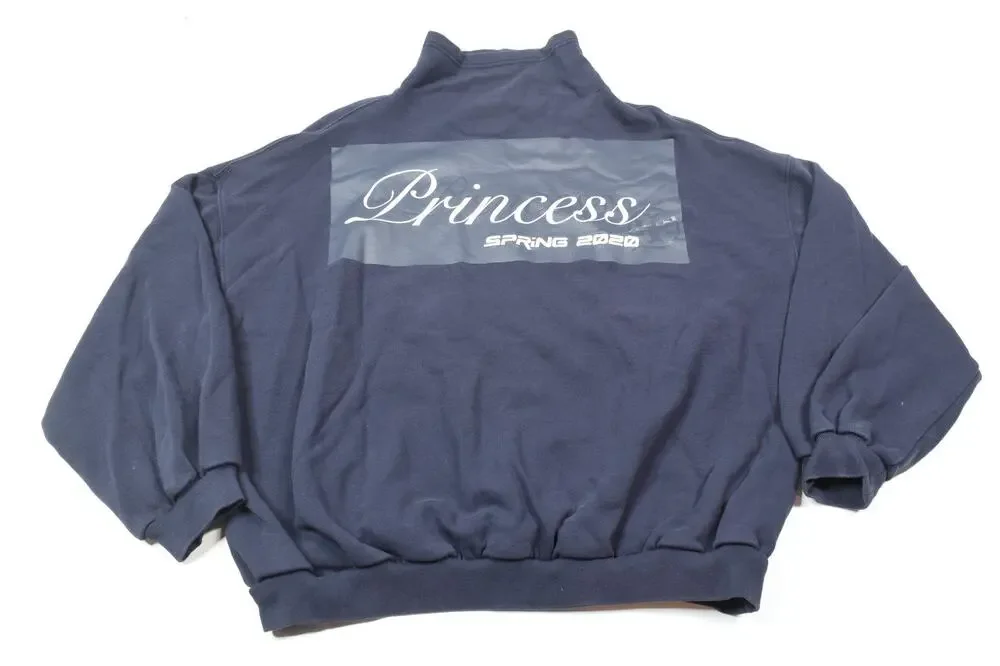 Tory Burch Princess 2020 Mock Neck Sweatshirt Womens Small Blue Long Sleeve